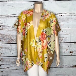 David and Young NWT O/S One Size Floral Print Open Front Sheer Kimono Cardigan